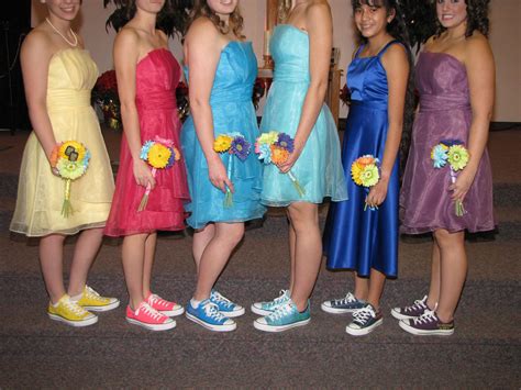 formal dress with tennis shoes